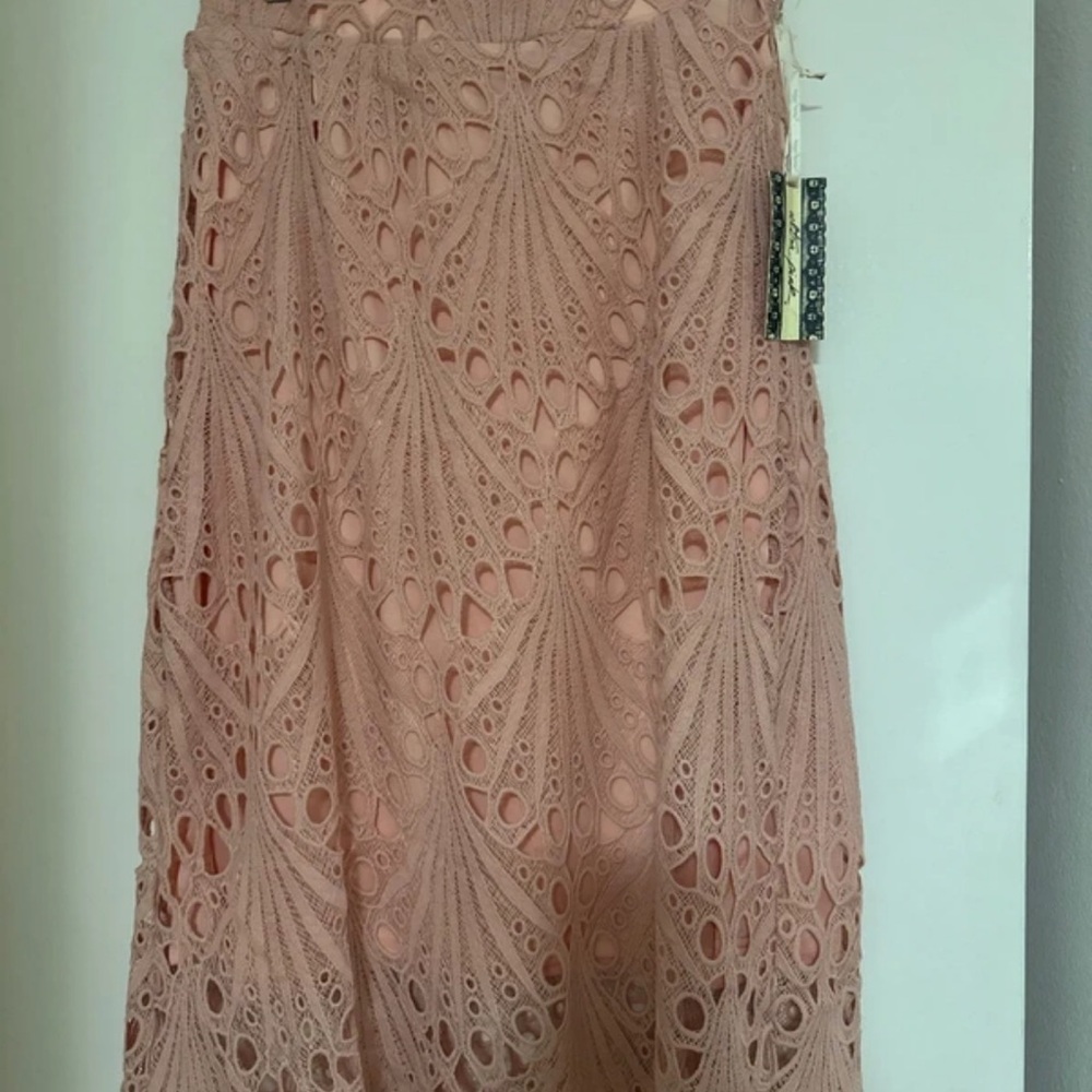 Alice + Olivia Crochet Midi Skirt in Soft Pink